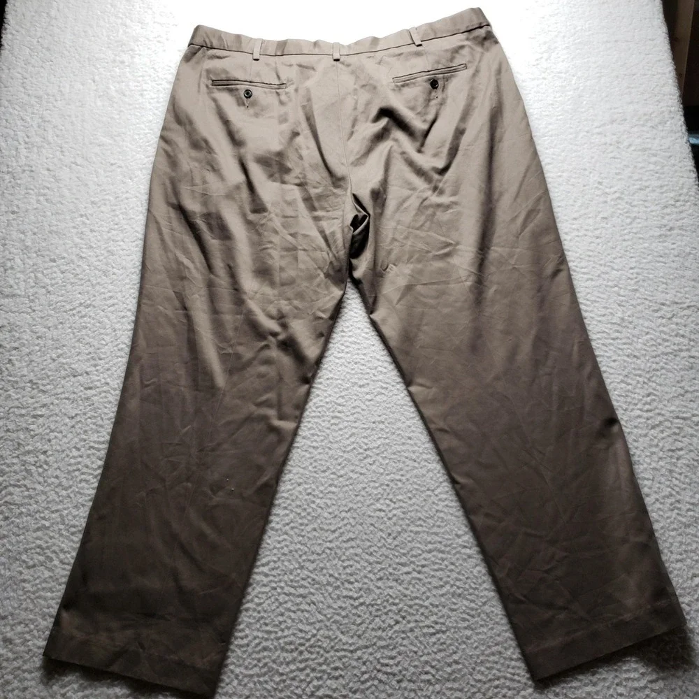 Perry Ellis Portfolio Pants Mens 44x30 Brown Flat Front Chino Casual Cotton